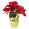 Northlight Artificial Christmas Poinsettia Arrangement in Wrapped Pot - 16" - Red and Gold
